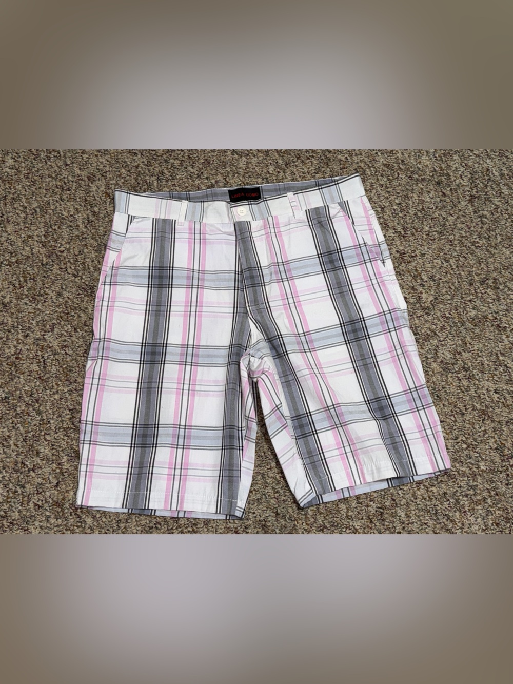 Men's size 38 shorts Linea Uomo Bermuda style Plaid Shorts golf shorts summer